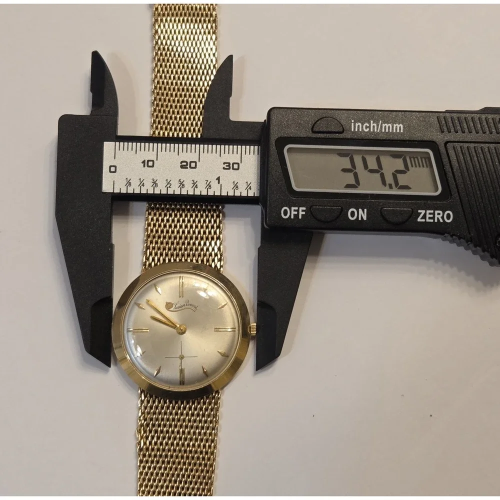 Vintage Lucien Piccard Solid 14k Gold Men's 33mm Manual Watch & Band